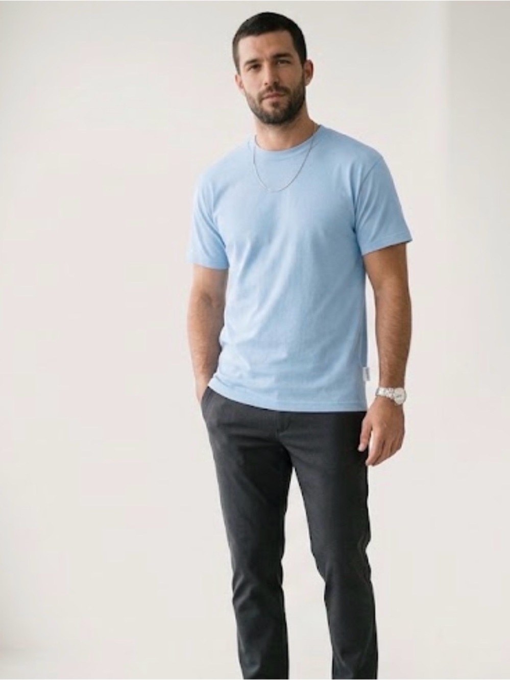 NWOT American Apparel 1301 Light Blue Crewneck T-Shirt